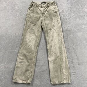 Zara Jeans Womens 2 High Rise Wide Leg Green Faded Denim Y2K Southwestern